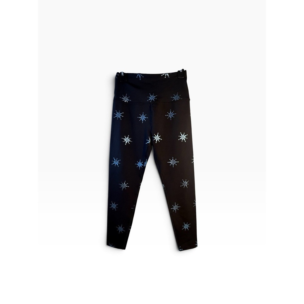 Beyond Yoga Women's Ankle Leggings Black/Blue Snowflake/ Starburst Yoga Size M